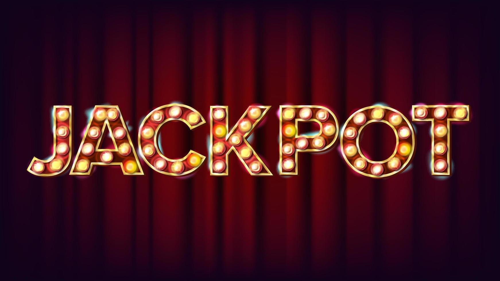 Jackpot-Banner-Vektor. Casino leuchtendes Lichtzeichen. für Lotterie, Poker-Werbedesign. Risikoabbildung vektor