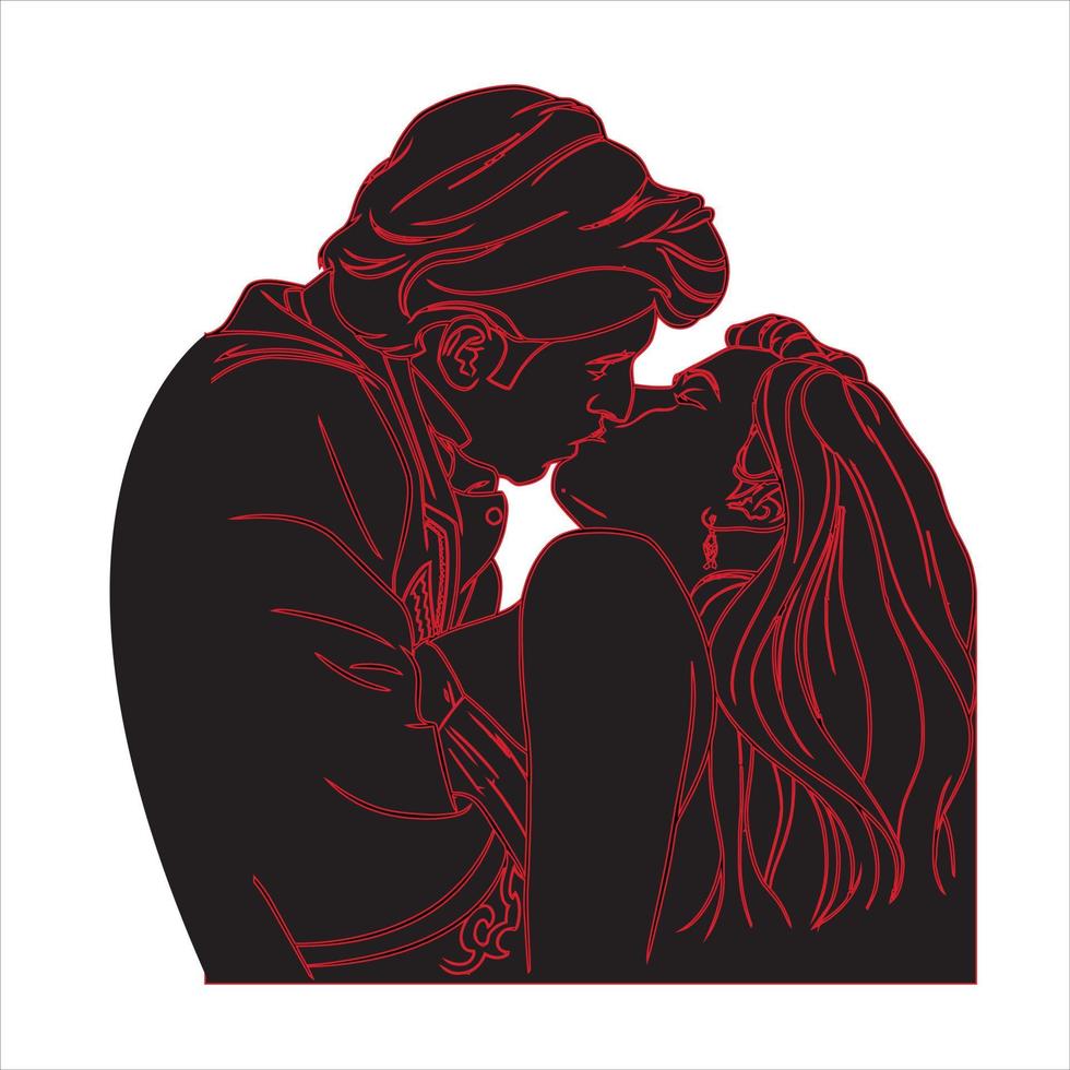 romantisches paar küssen. ich liebe dich. verliebtes Pärchen. Nahaufnahmen küssen sich. Silhouette von Liebhabern.. Valentinstag. vektor