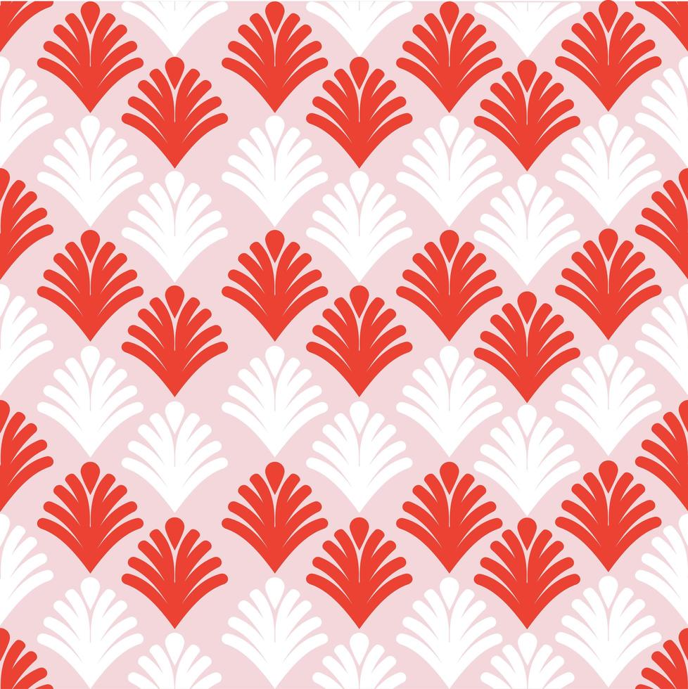 sömlösa mönster av abstrakta röda och vita palmer vektor