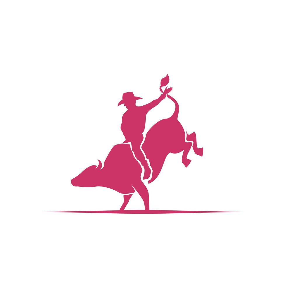 Reiten Bucking Bull Cow Texas Rodeo gefährliches Sport-Logo-Design vektor