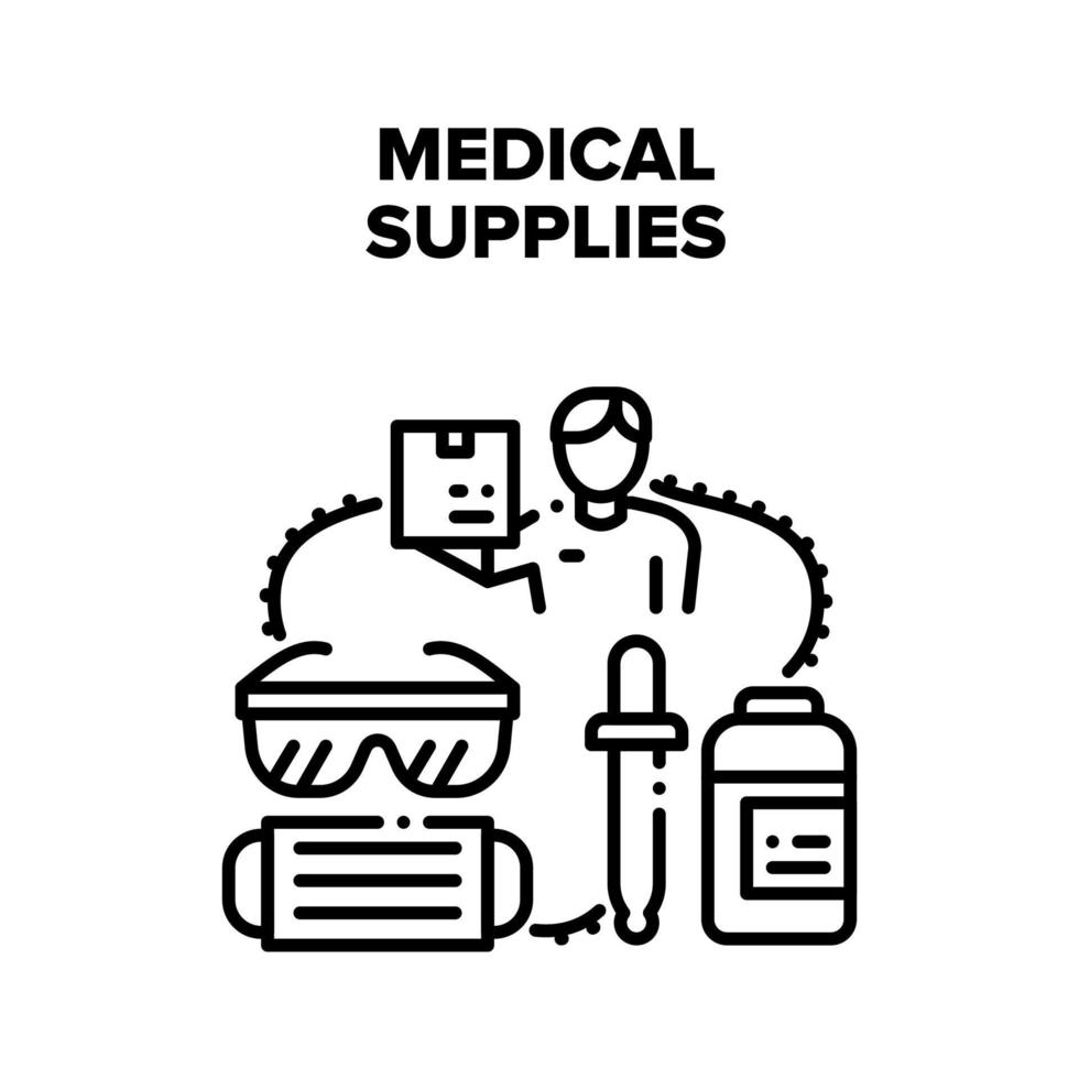 medicinsk leveranser vektor begrepp svart illustration