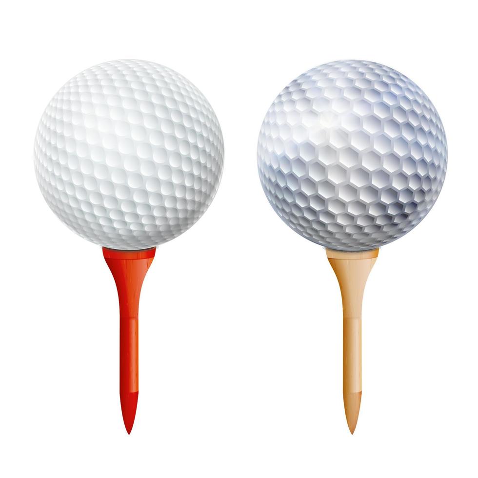 realistischer golfball auf tee. vektor isolierte illustration