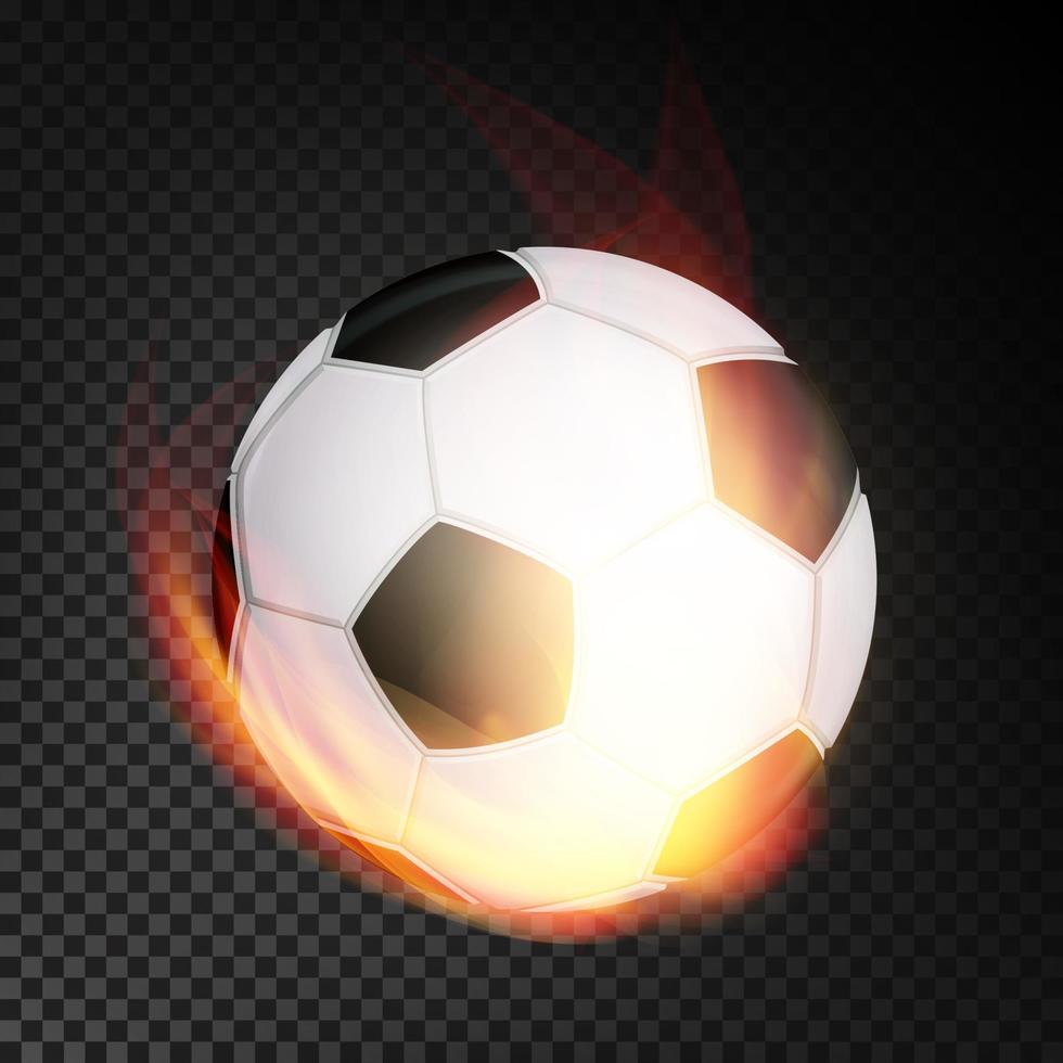 fotboll boll i brand vektor realistisk. brinnande fotboll fotboll boll. transparent bakgrund