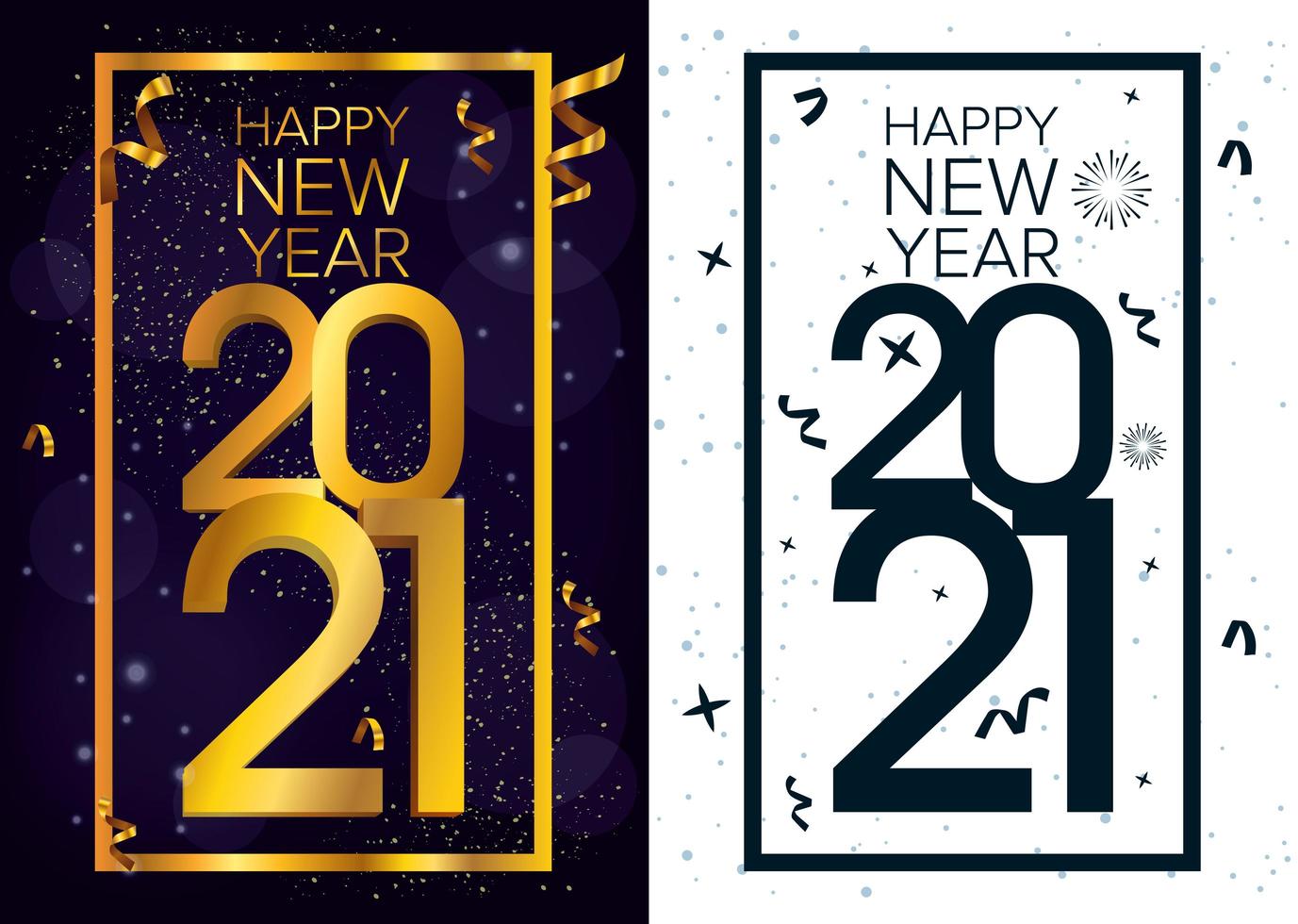 Frohes neues Jahr, 2021 Feier Kartenset vektor