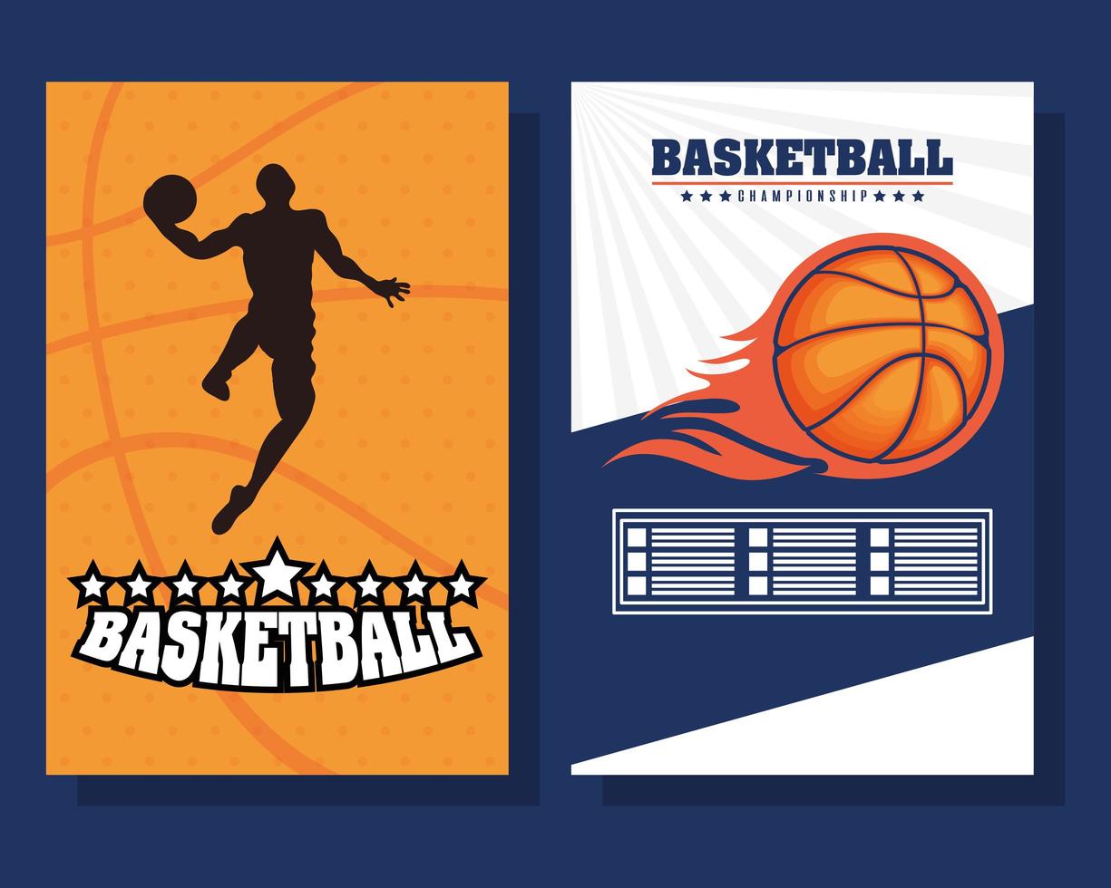 Poster-Set für Basketball- und Sportmeisterschaften vektor