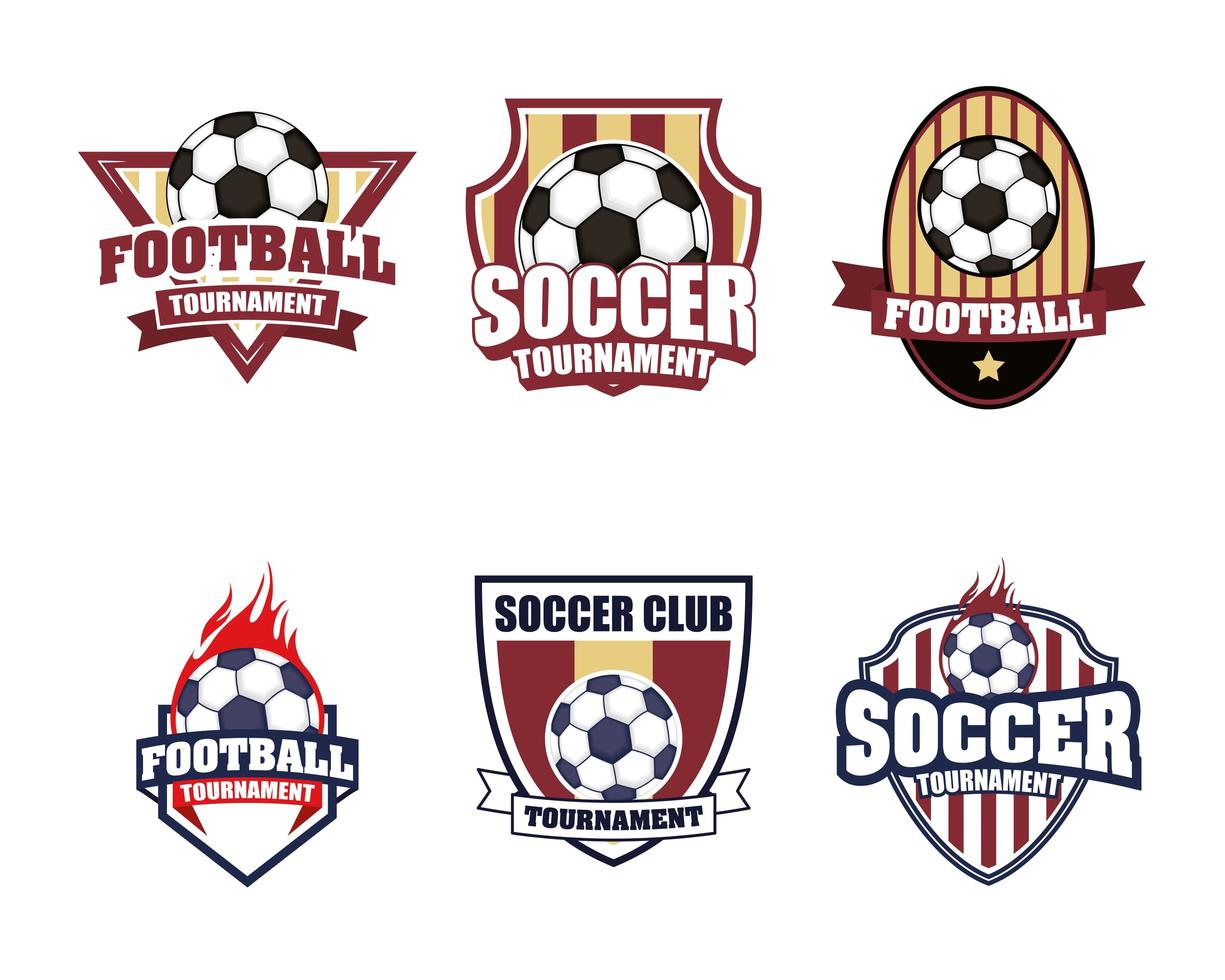 Fußball Fußball Sport Emblem Icon Set vektor