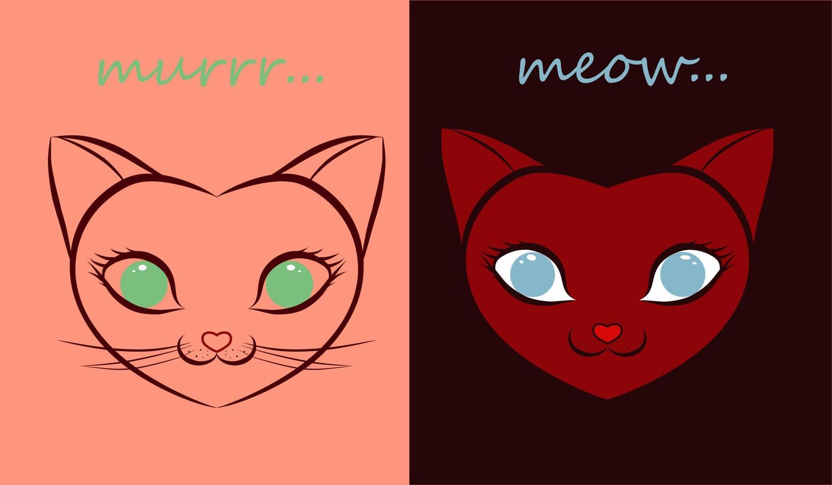 murr miau herzkatzenelemente für design vektor