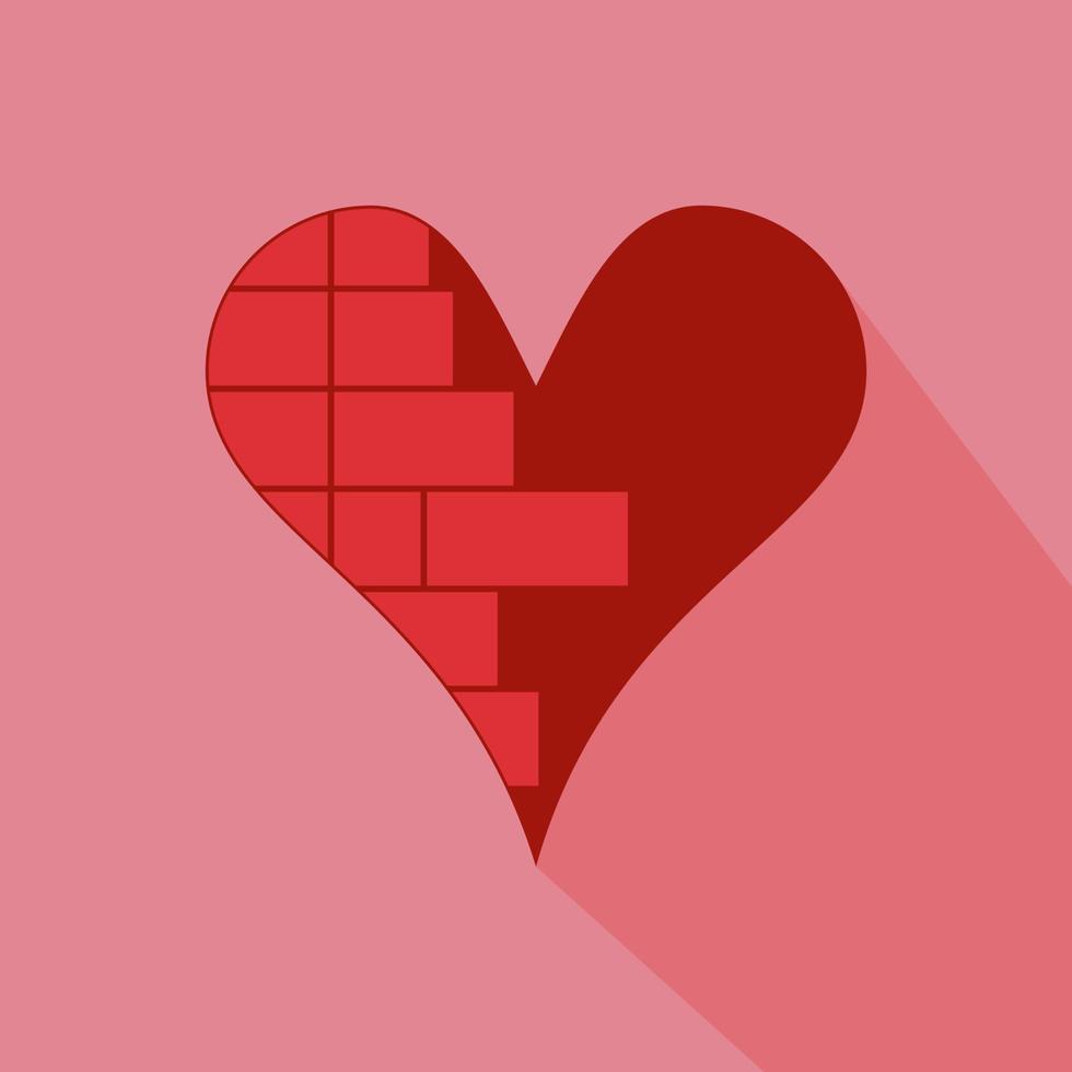 hjärta ikon 3d platt. hjärta social media ikon. röd fast Färg vektor
