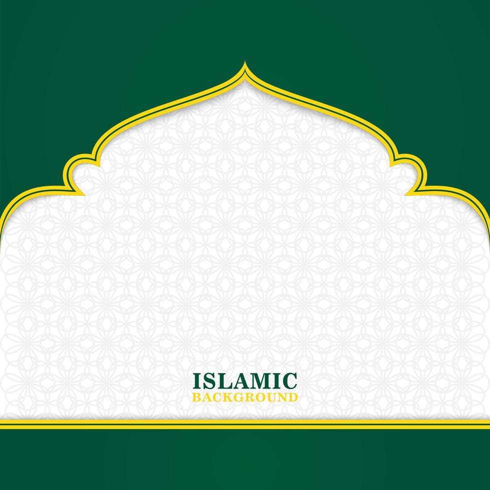 Grün mit gelbem Umriss einfacher islamischer Hintergrund vektor