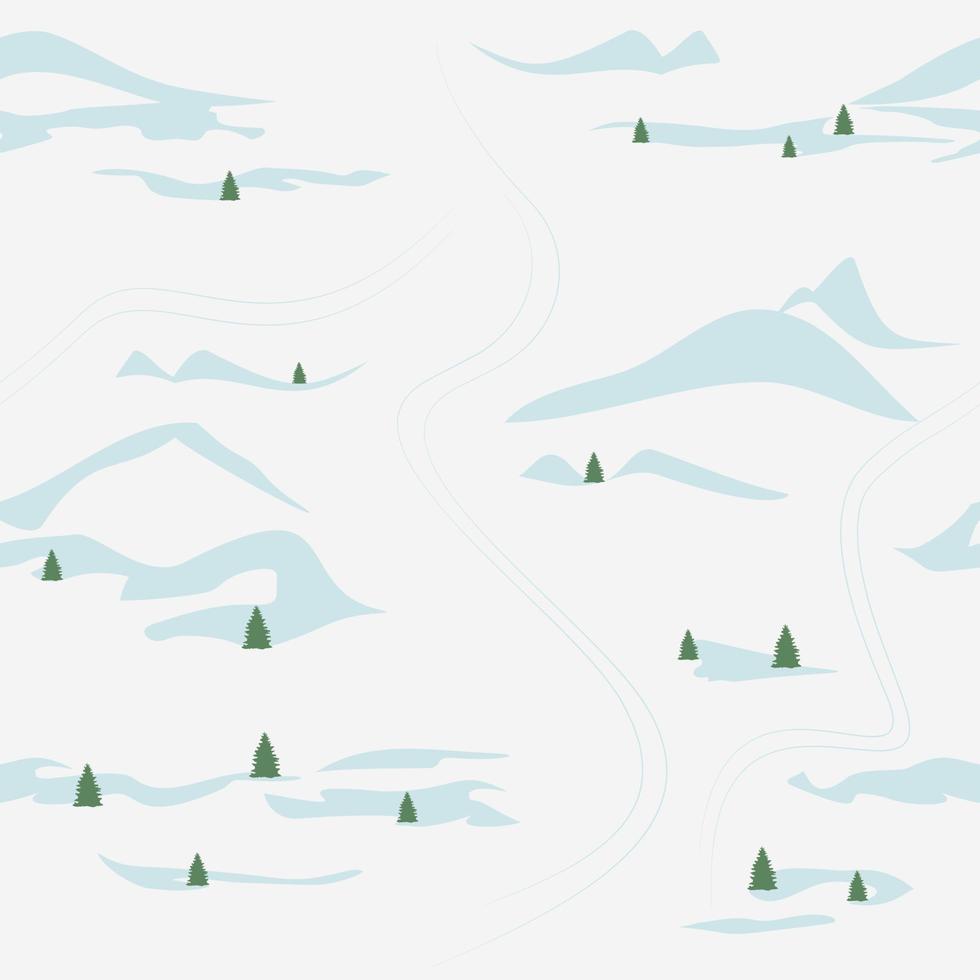 sömlös mönster av vinter- snöig kullar. resa landskap, vinter- skidåkning tillflykt. berg panorama. vektor konst skriva ut