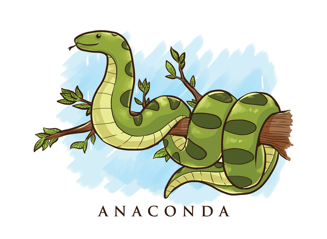 anaconda tecknad illustration vektor