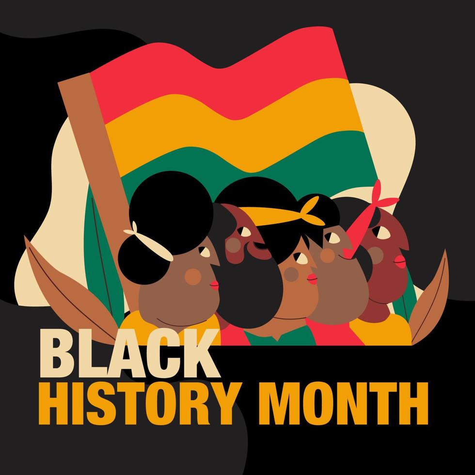 Cartoon-Porträts, Menschenmenge von Afrikanern, Flagge Südafrikas, Monat der schwarzen Geschichte vektor