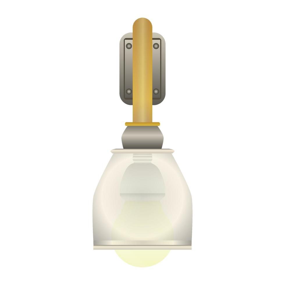 hängande transparent utomhus- lampa med vit lampskärm i realistisk stil. glas glödlampa. färgrik vektor illustration isolerat på vit bakgrund.