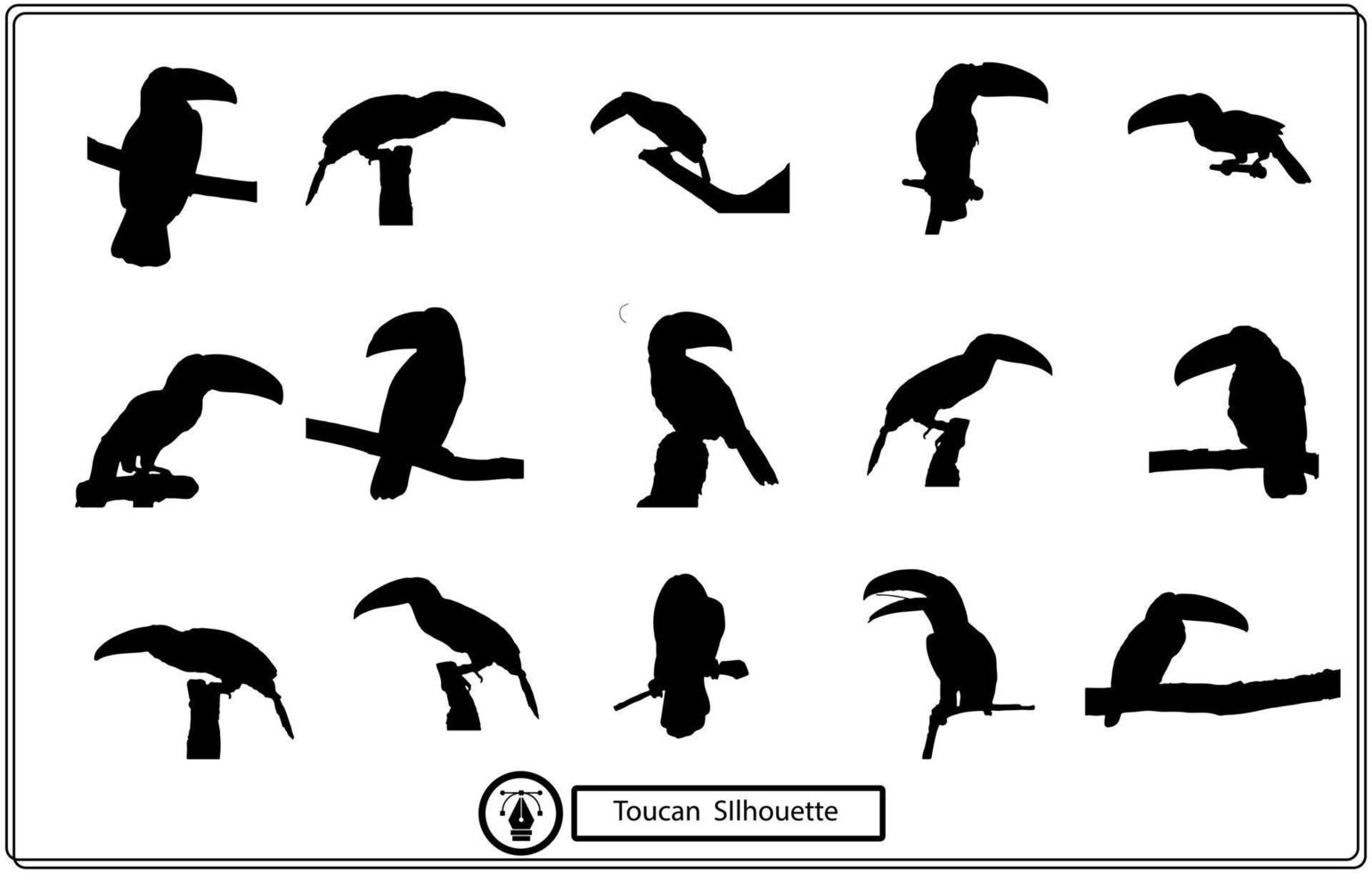 toucan fågel svart silhuett logotyp ikon vektor