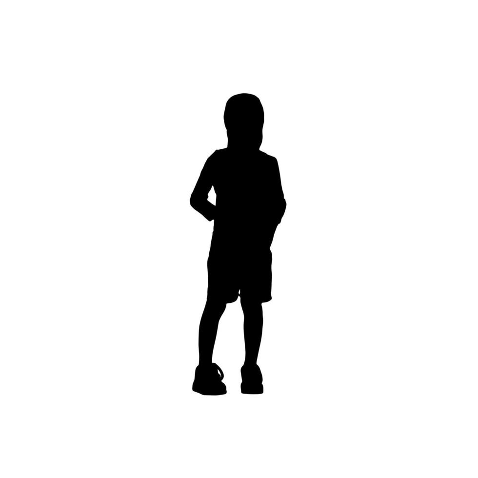 vektor silhuetter av barn och barn. stående unge och barn form. svart Färg på isolerat vit bakgrund. grafisk illustration.