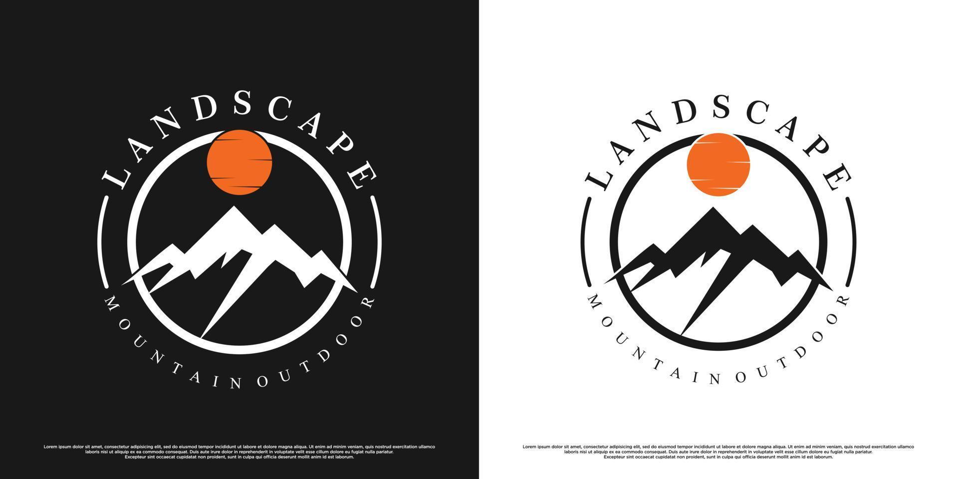 landskap se berg logotyp design för advanture premie vektor