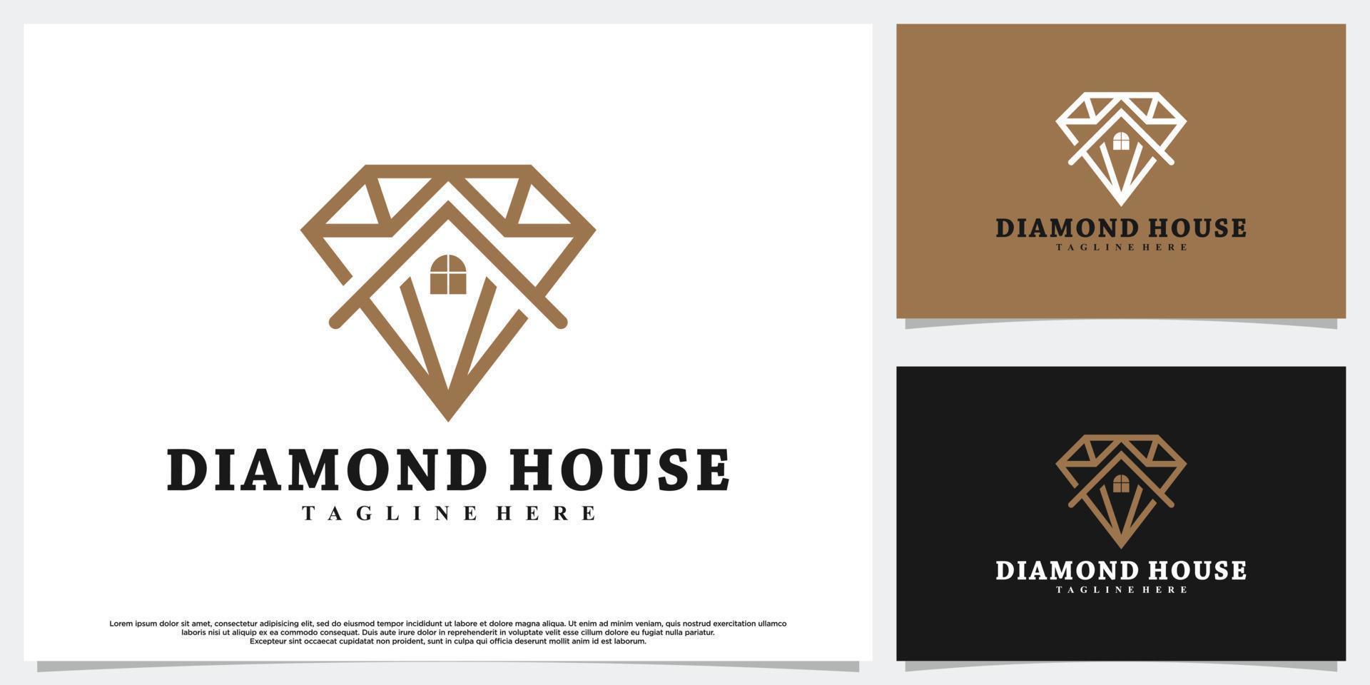 diamant hus logotyp design med kreativ begrepp premie vektor