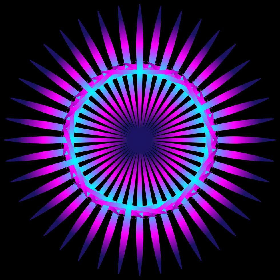 abstrakter lila bunter Spirograph auf schwarzem Hintergrund vektor