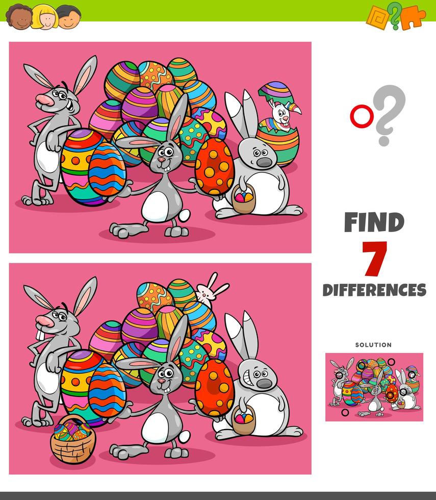 Unterschiede Aufgabe mit Comic-Osterfiguren vektor