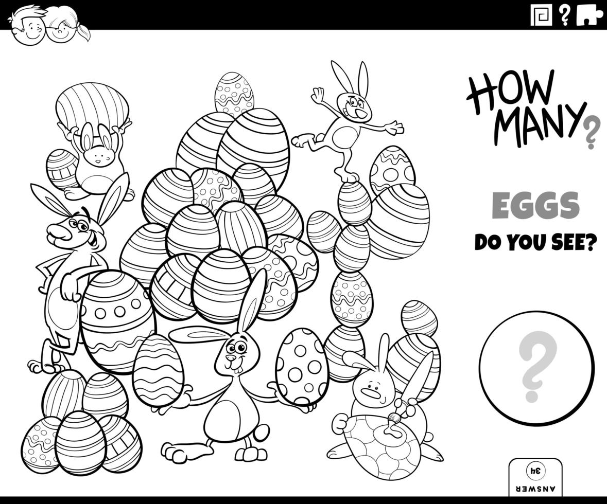 räknar påskägg pedagogiska spel färg bok vektor