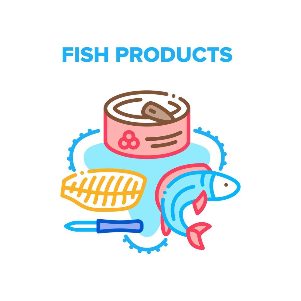 fiskprodukter vektor koncept färg illustration