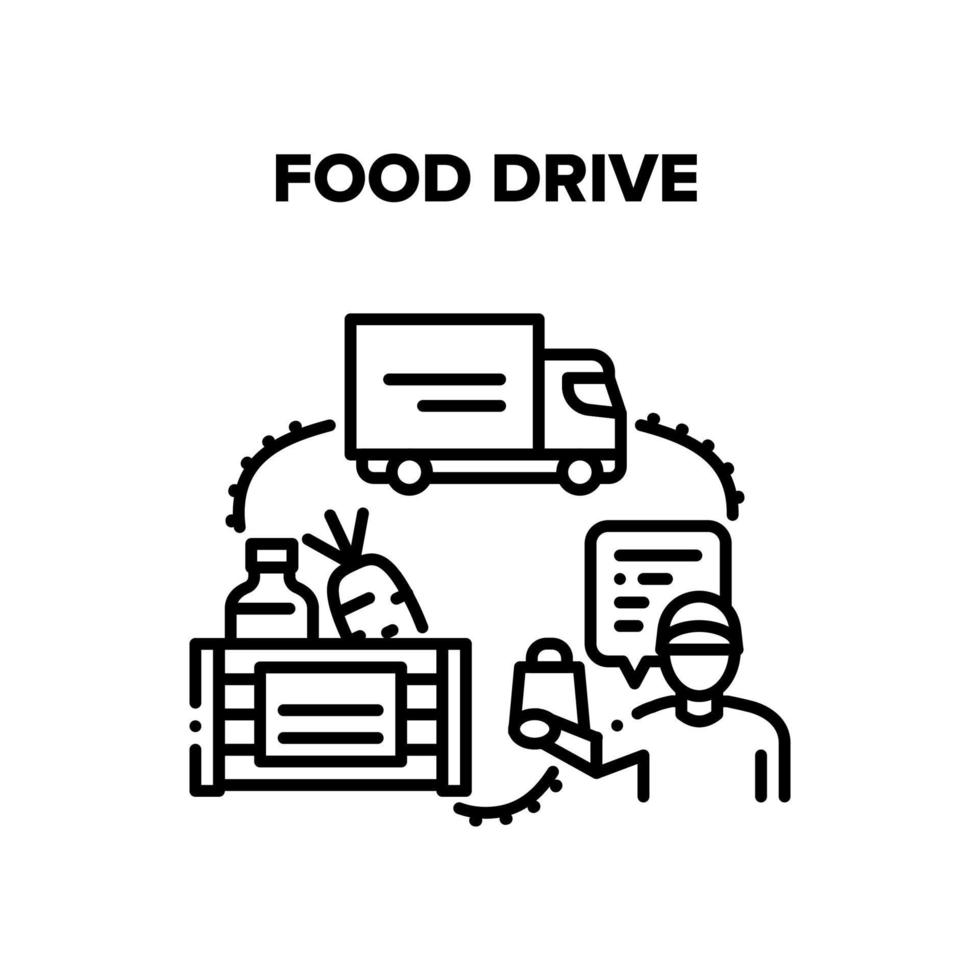 Food Drive Box Vektor schwarze Illustrationen