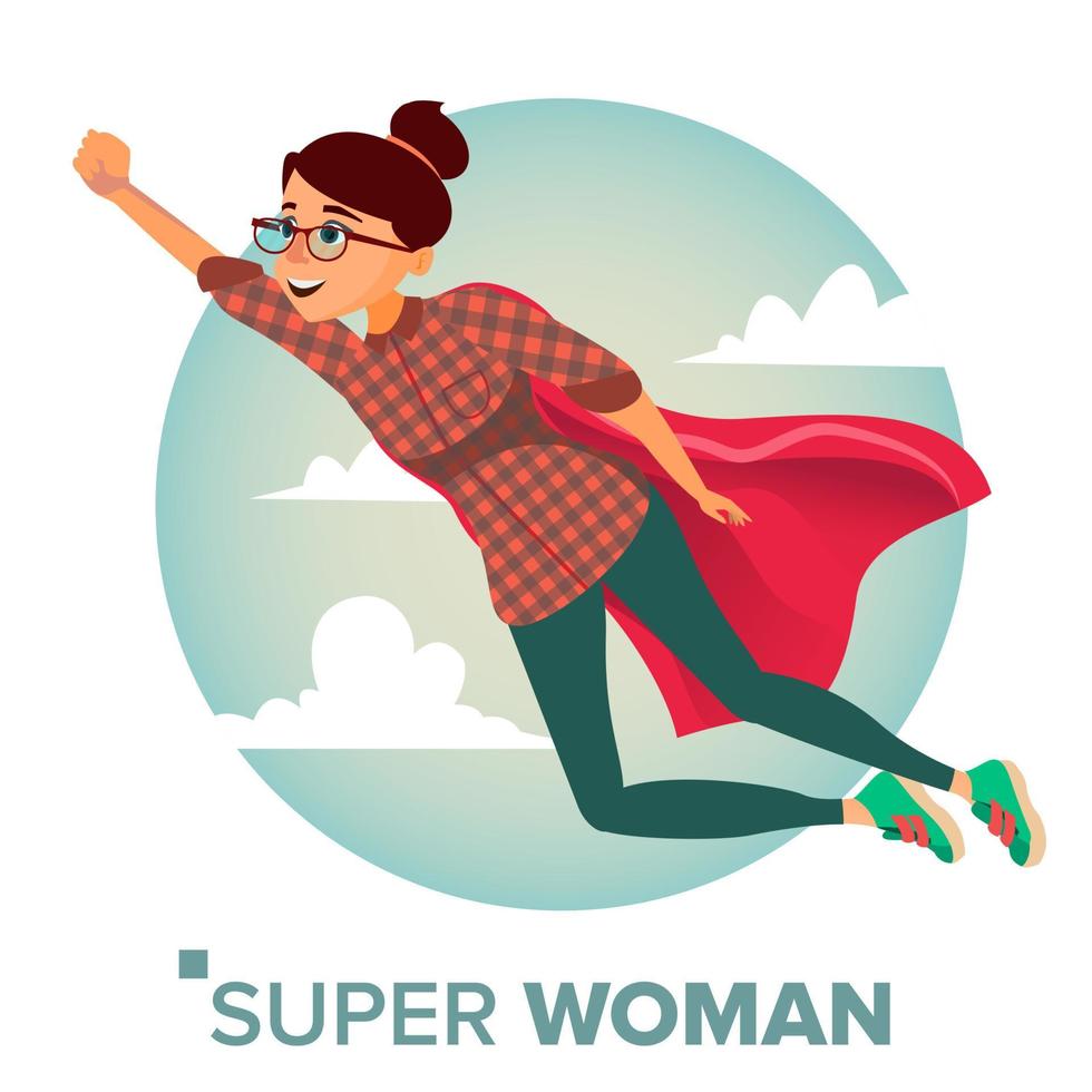 super företag kvinna karaktär vektor. röd cape. ledarskap begrepp. kreativ modern företag super kvinna. företag kvinna flygande till Framgång. isolerat platt tecknad serie illustration vektor
