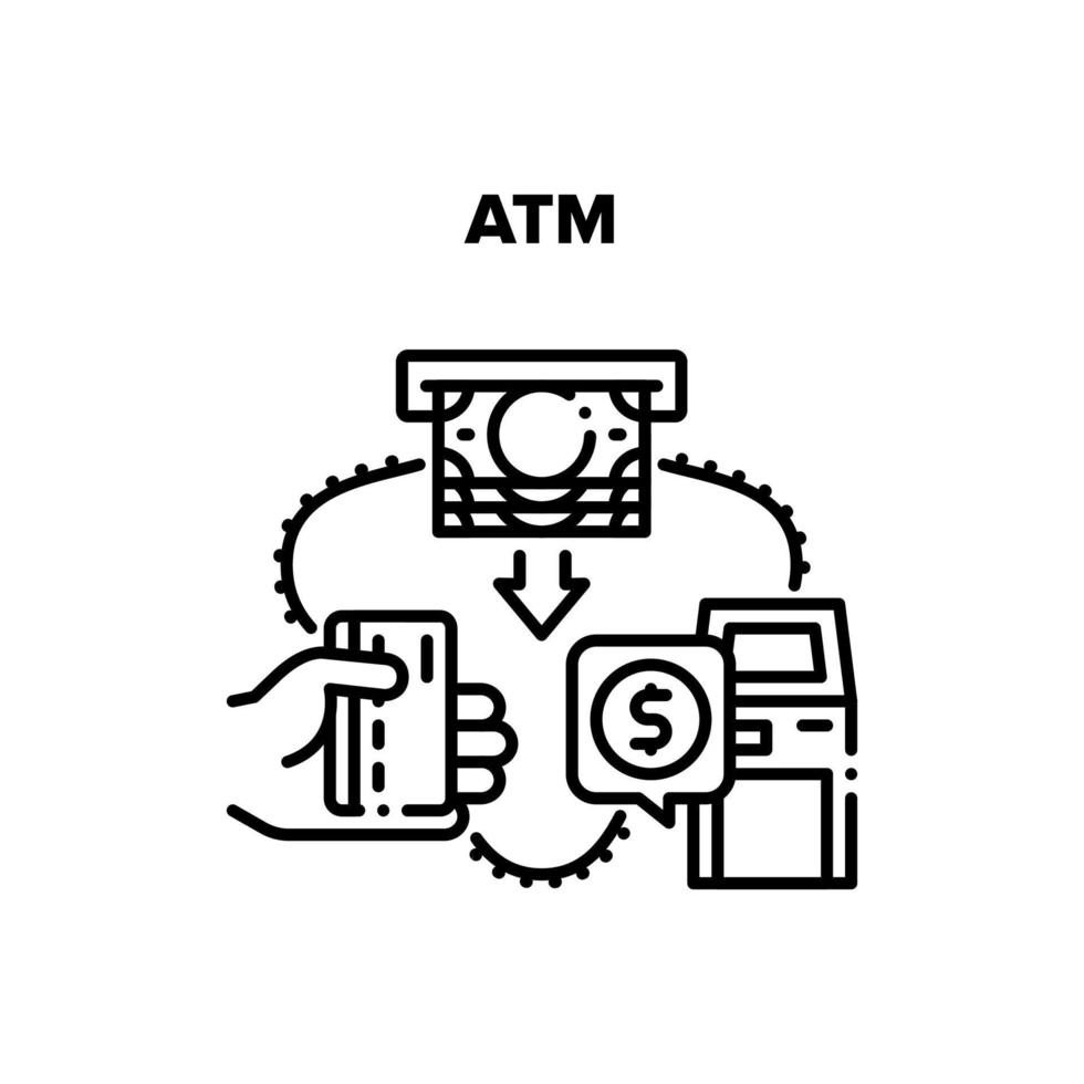 Bankomat Bank maskin vektor svart illustration