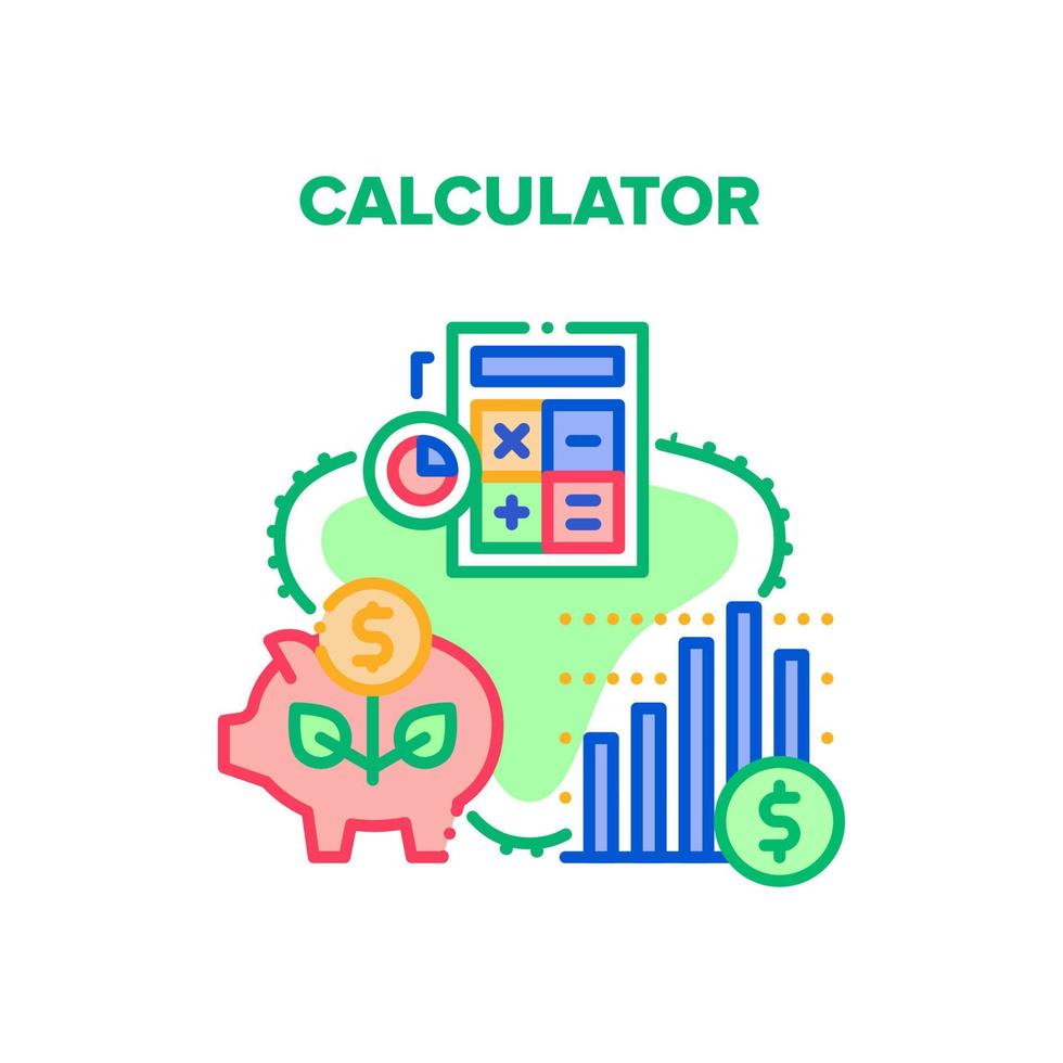 kalkylator verktyg vektor koncept färg illustration