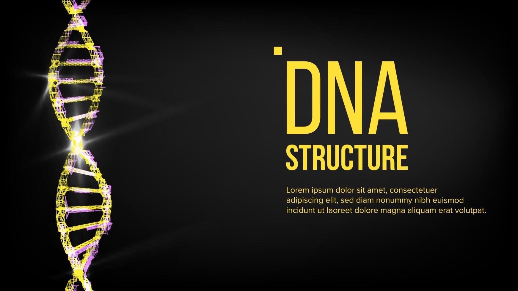 Vektor der DNA-Struktur. Biotechnologie-Konzept. Biochemie-Flyer. Illustration