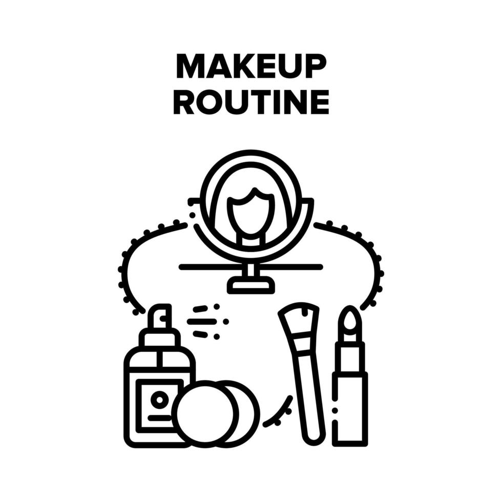 Make-up-Routine-Vektor-Schwarz-Illustration vektor
