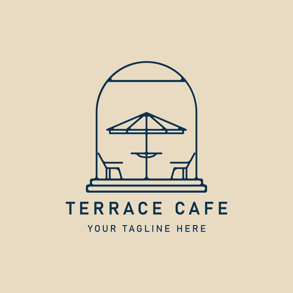 terrassencafé linie kunstlogo minimalistisch mit emblemvektorillustrationsdesign vektor