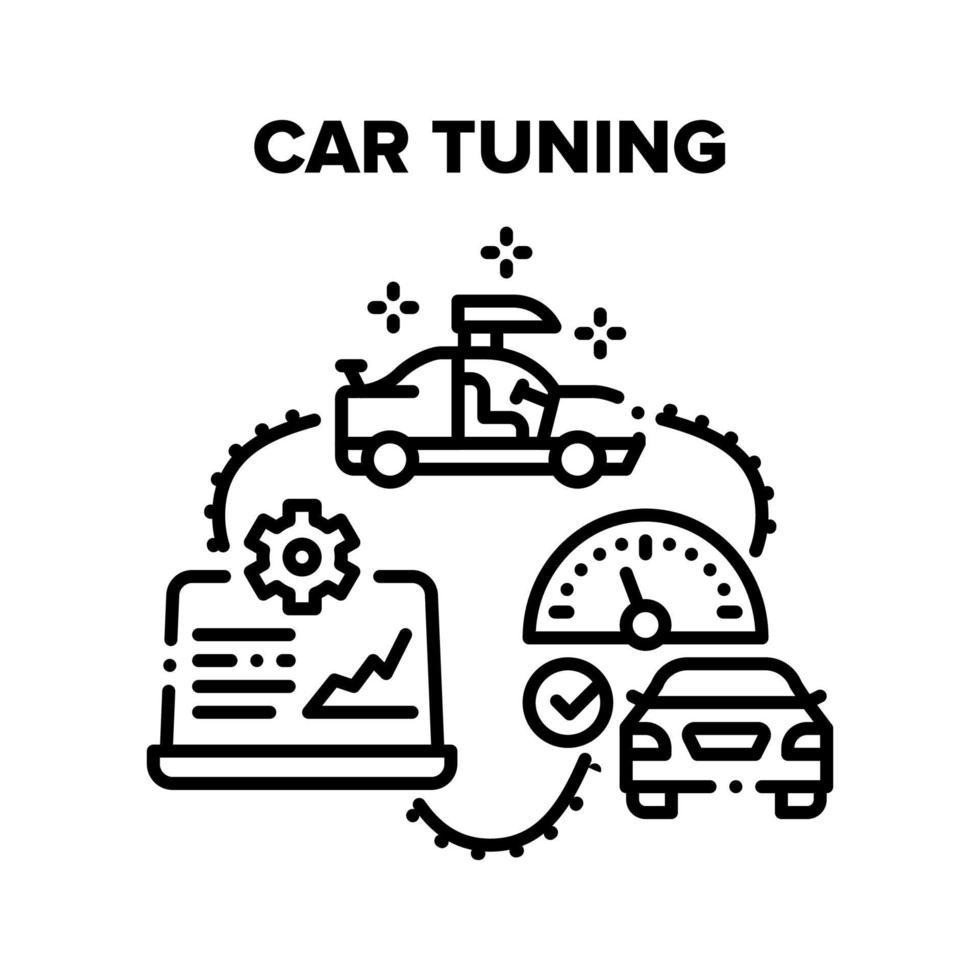 Auto-Tuning-Werkstatt-Service-Vektor-Schwarz-Illustrationen vektor