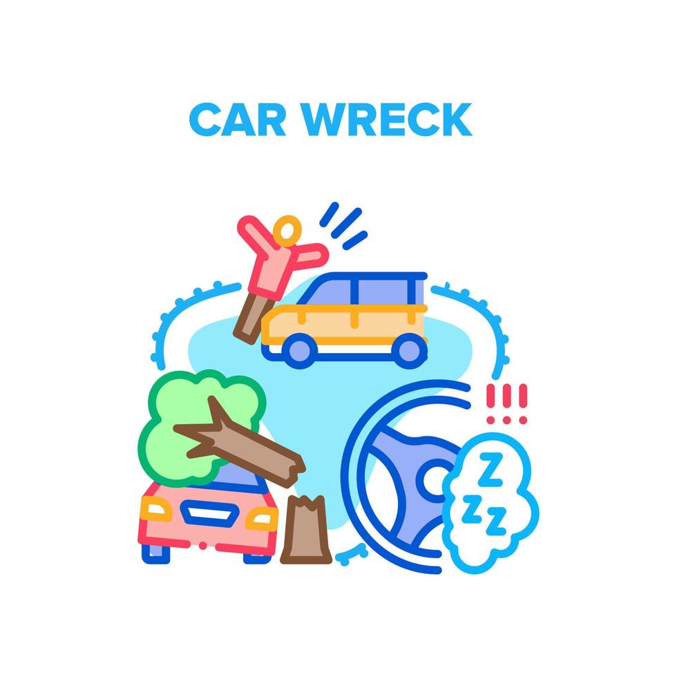 Autowrack Crash Vektor Konzept Farbe Abbildung