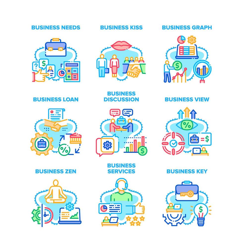 Business-Service-Set-Icons-Vektor-Illustrationen vektor