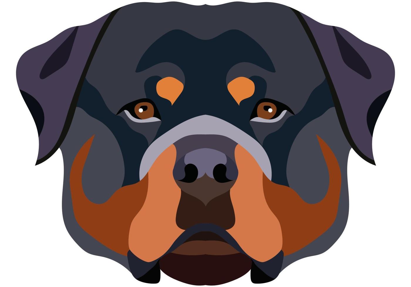Rottweiler-Gesicht. Vektorporträt eines Hundekopfes isoliert auf weißem Hintergrund. vektor