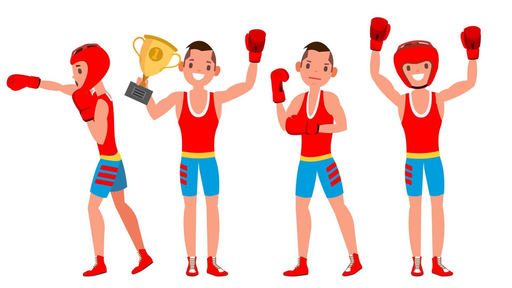 Boxer-Trainingsvektor. Boxsport. Sportler in Aktion. gesunder Lebensstil. isolierte flache zeichentrickfigur illustration vektor