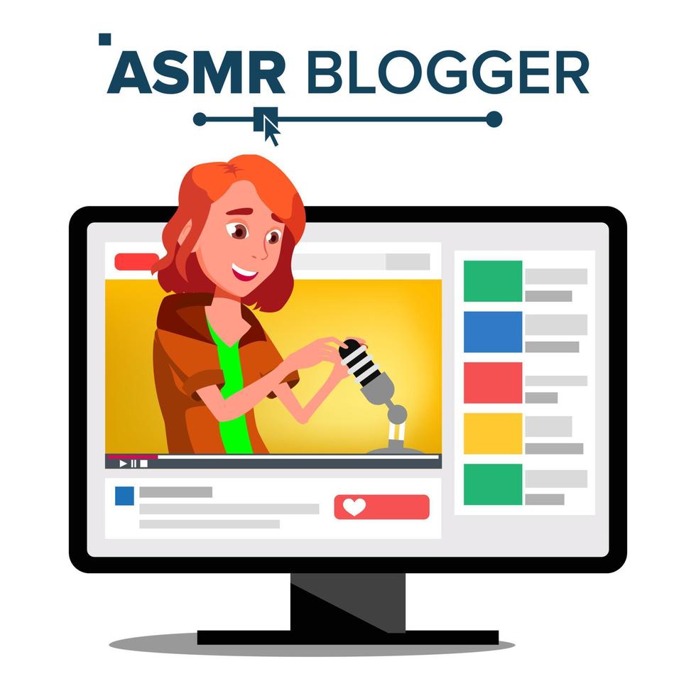 asmr Blogger-Kanalvektor. jugendlich. flüstern. Online-Live-Übertragung. isolierte Abbildung vektor