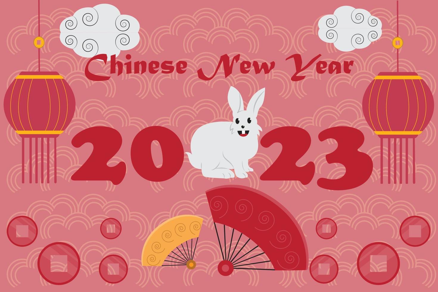 kaninchenjahr chinesische neujahrsfeier hintergrundillustration vektor