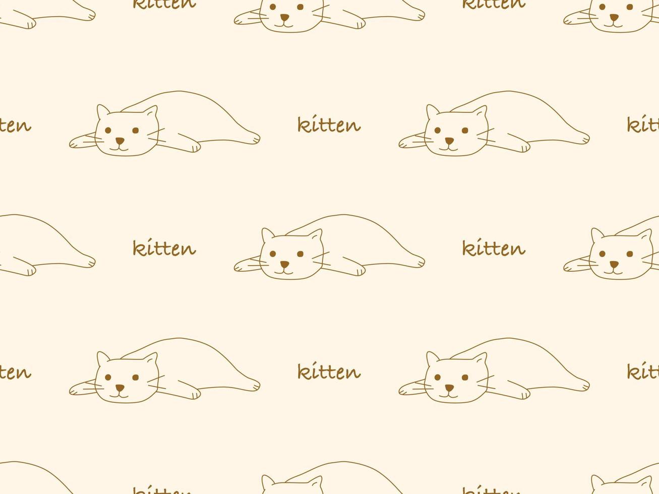 kattunge tecknad serie karaktär sömlös mönster på orange bakgrund vektor