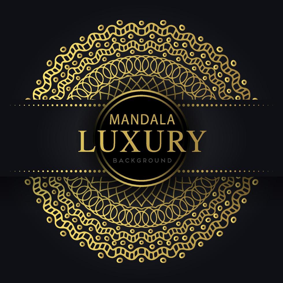 Luxus-Mandala golden mit schwarzem Hintergrund elegantes Design vektor