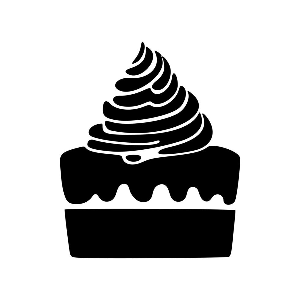 wunderschön gestaltetes schwarz-weißes Cupcake-Logo. Es ist ideal für alle Betriebe der Süßwaren- oder Süßwarenindustrie wie Bäckereien und Konditoreien. vektor