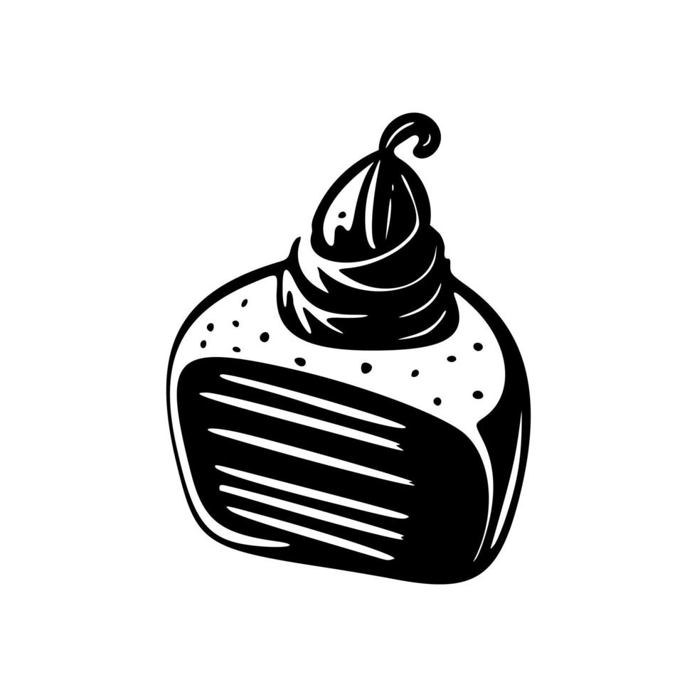 wunderschön gestaltetes schwarz-weißes Cupcake-Logo. Ideal für Bäckereien, Konditoreien und alle Geschäfte, die mit Desserts und Süßigkeiten zu tun haben. vektor