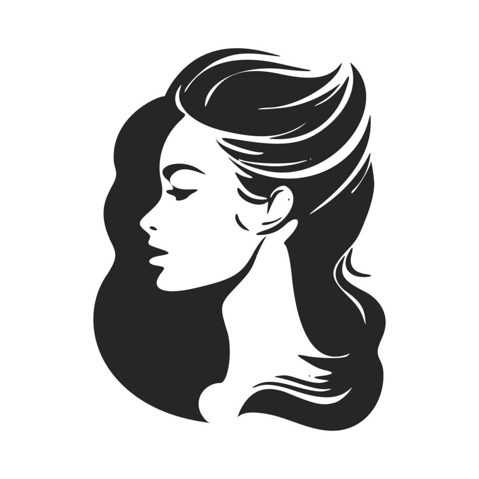 svart och vit logotyp skildrar en eleganta och elegant flicka. elegant stil med en sofistikerad och sofistikerad se. vektor