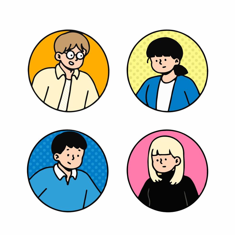 översikt avatars profil uppsättning, kontor arbetare, ritad för hand ikon stil, karaktär design, vektor illustration-2