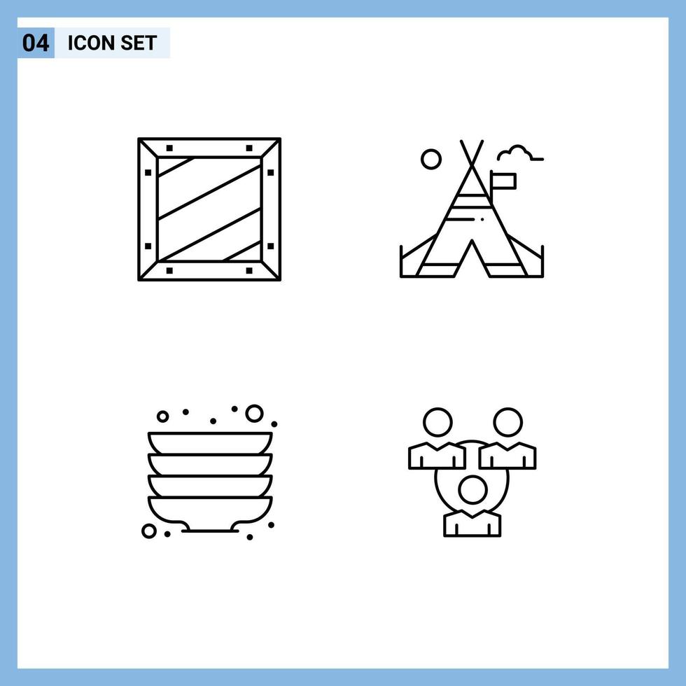 universell ikon symboler grupp av 4 modern fylld linje platt färger av låda kök utveckling tält plattor redigerbar vektor design element