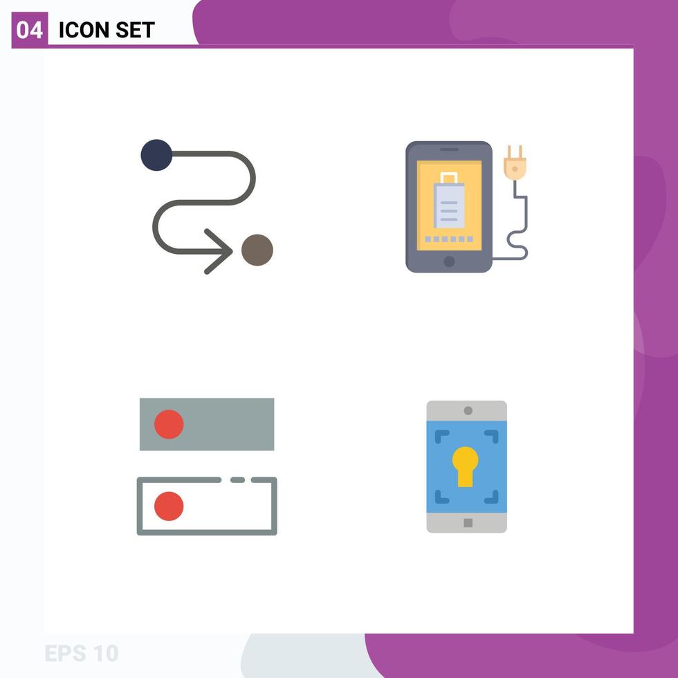 4 flaches Symbolkonzept für mobile Websites und Apps Zielsystem Mobile Plug-Anwendung editierbare Vektordesign-Elemente vektor