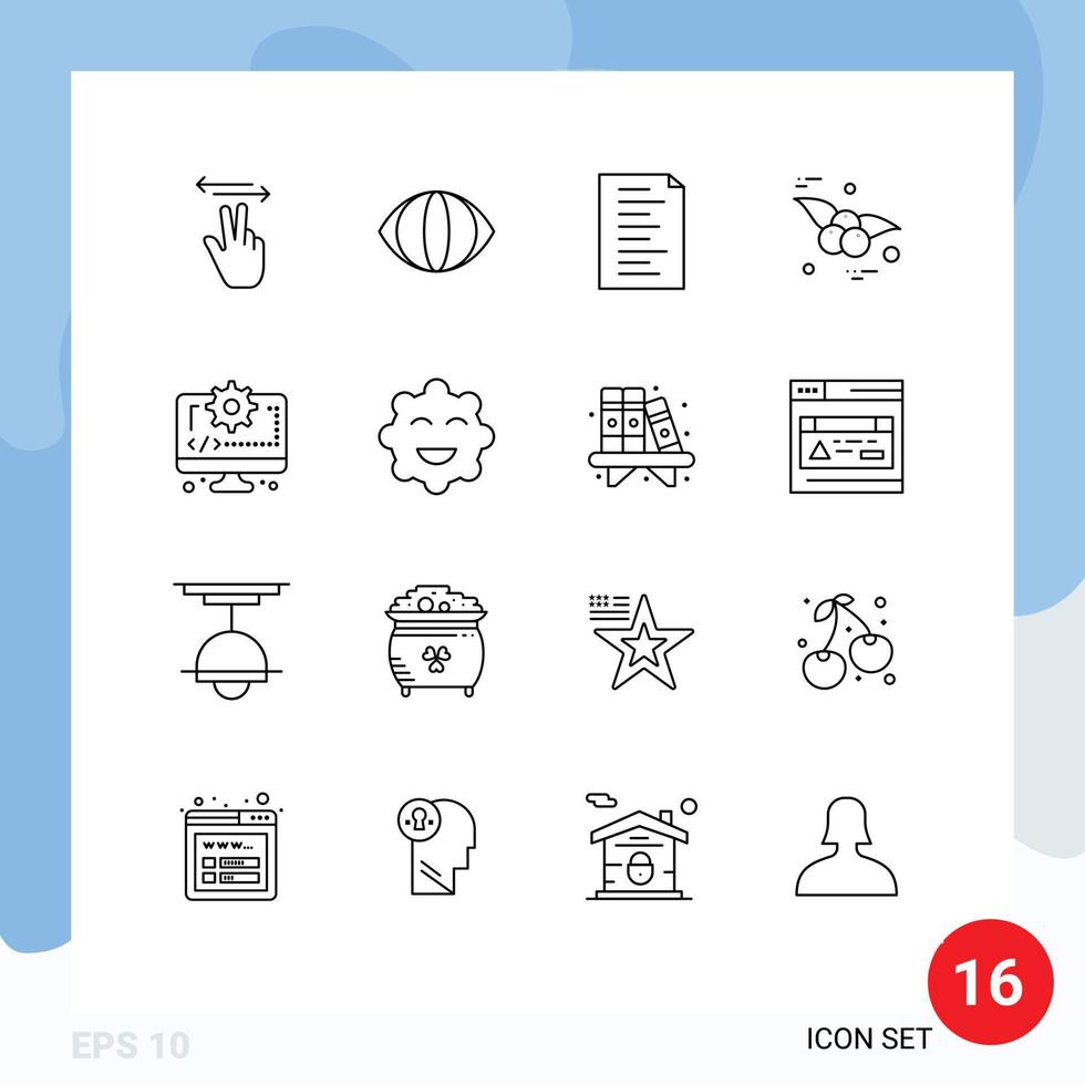 16 användare gränssnitt översikt packa av modern tecken och symboler av kaka digital html kodning frukt redigerbar vektor design element