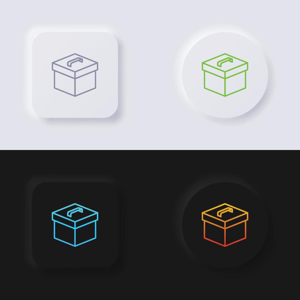 Box-Icon-Set, mehrfarbiger Neumorphismus-Button Soft-UI-Design für Webdesign, Anwendungs-UI und mehr, Icon-Set, Button, Vektor. vektor