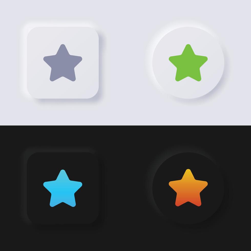 stjärna symbol knapp ikon uppsättning, Flerfärgad neumorphism knapp mjuk ui design för webb design, Ansökan ui och Mer, knapp, vektor. vektor